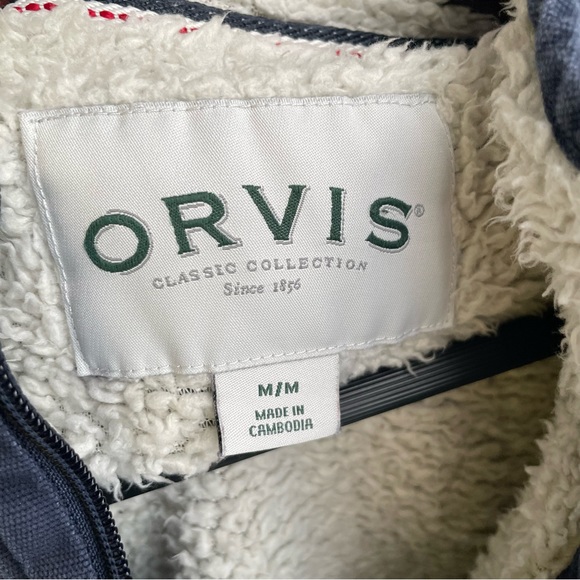 Orvis Sweater 1/4 Zip Sherpa Lined Blue - Men Size Medium - Picture 6 of 8
